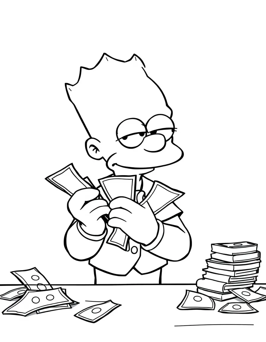 Mr. Burns counting money with his hunched posture