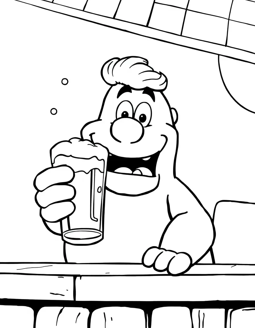Barney Gumble with his beer and hiccups