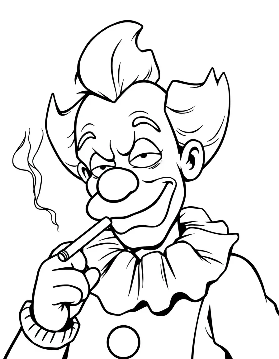 Krusty the Clown with his cigarette and tired smile