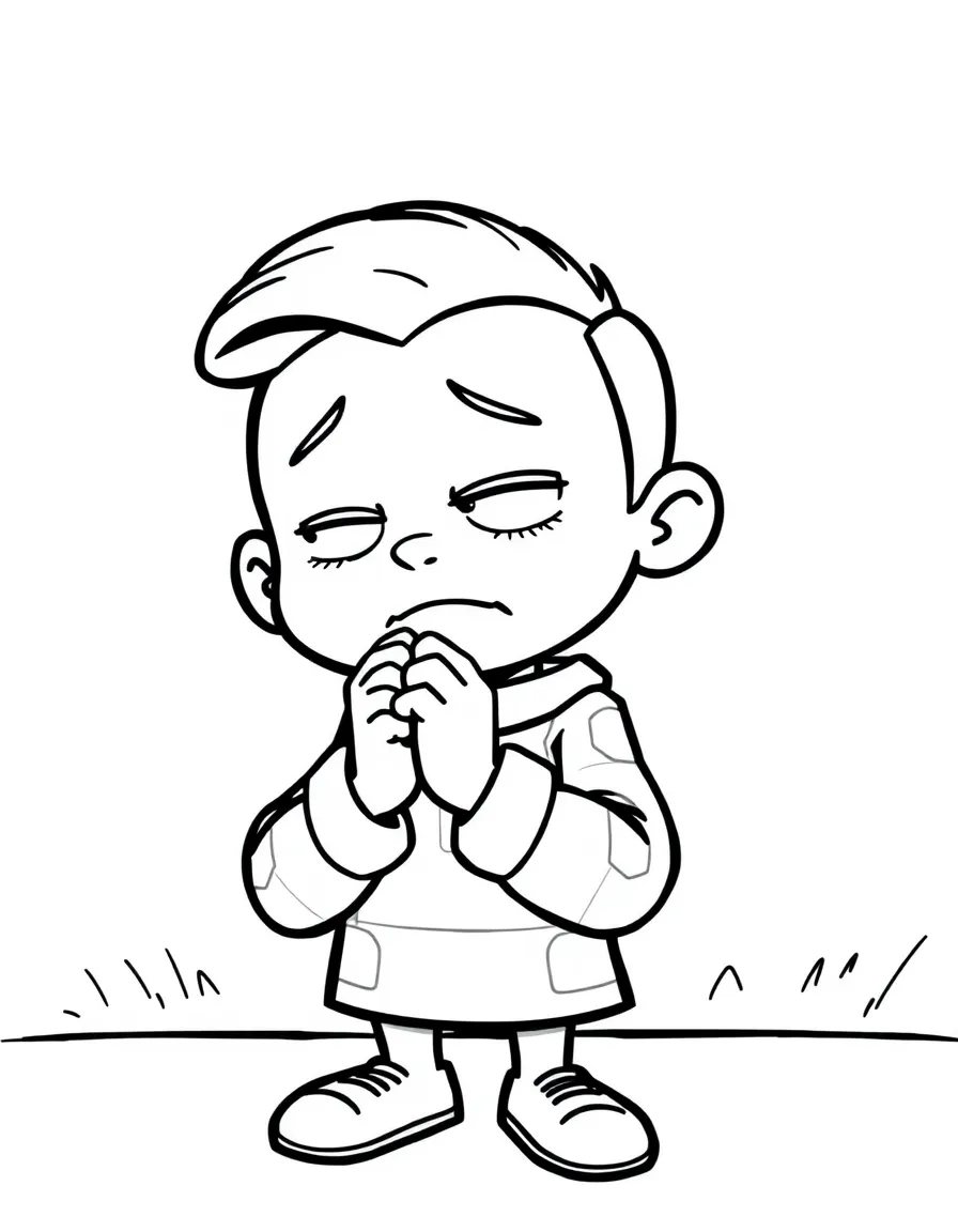 Butters Stotch nervously rubbing his knuckles together