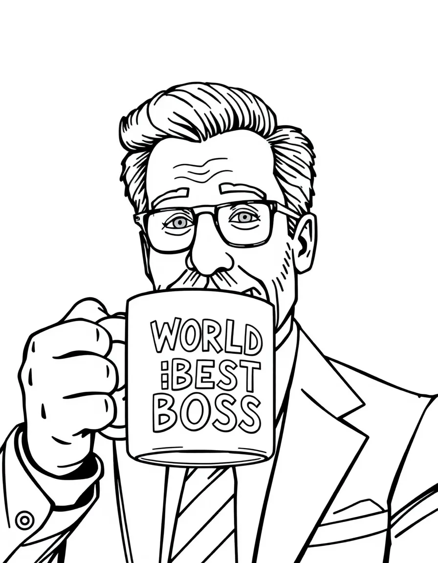 Michael Scott with his "World's Best Boss" mug