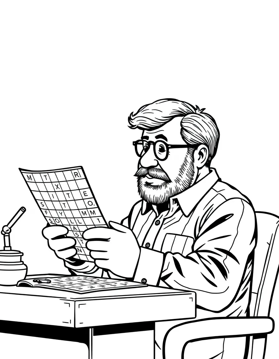 Stanley Hudson doing his crossword puzzle