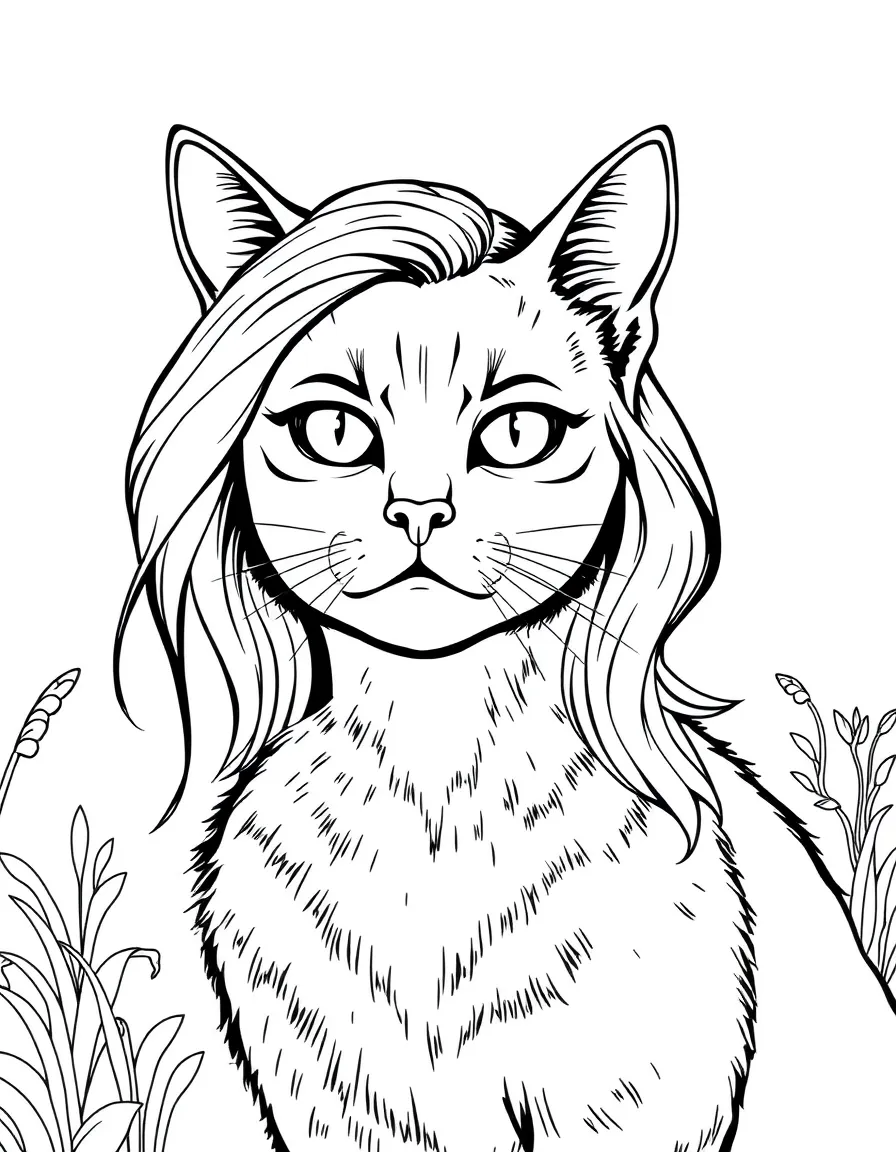 Angela Martin with her cat and judgmental stare