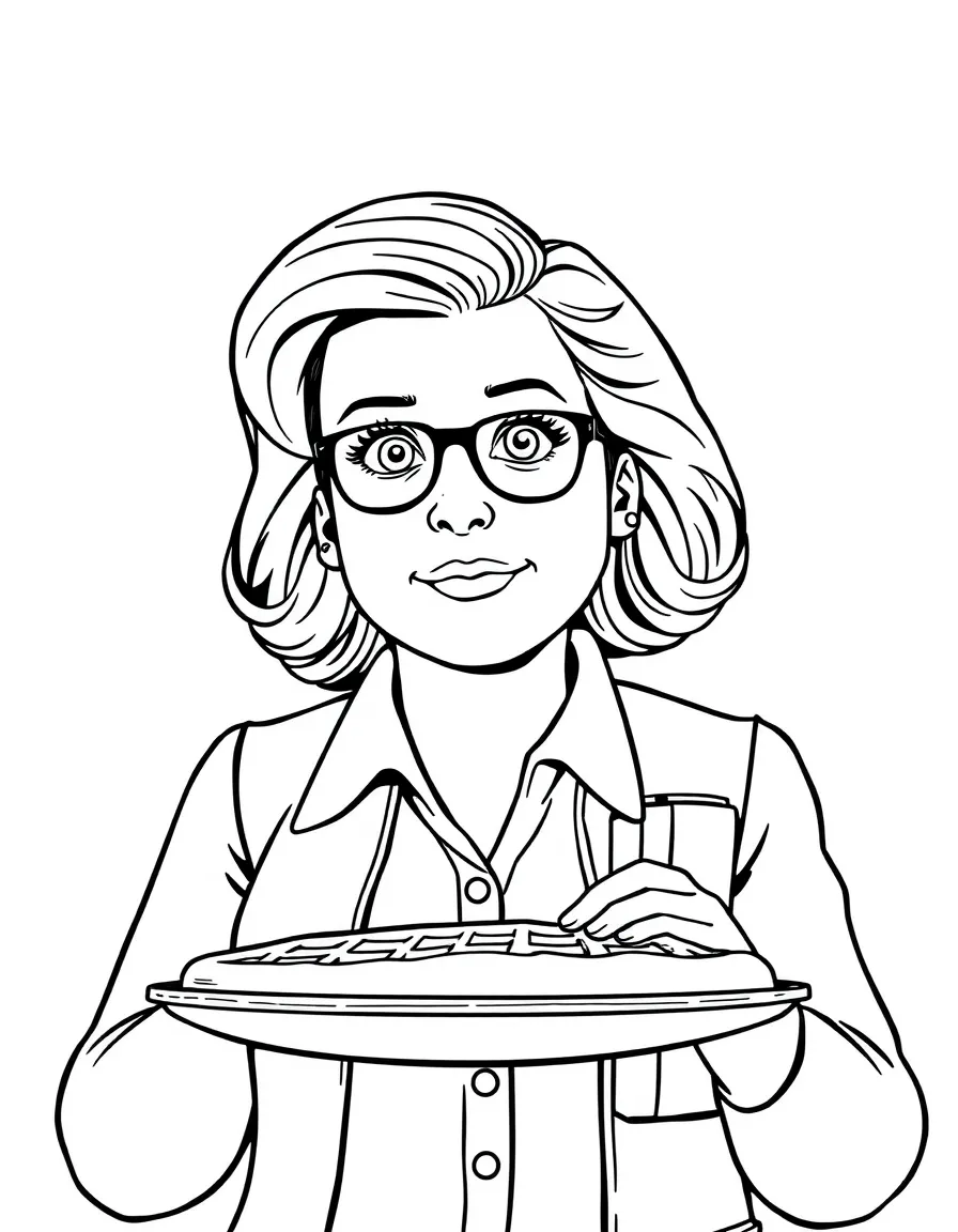 Leslie Knope with her binders and waffles