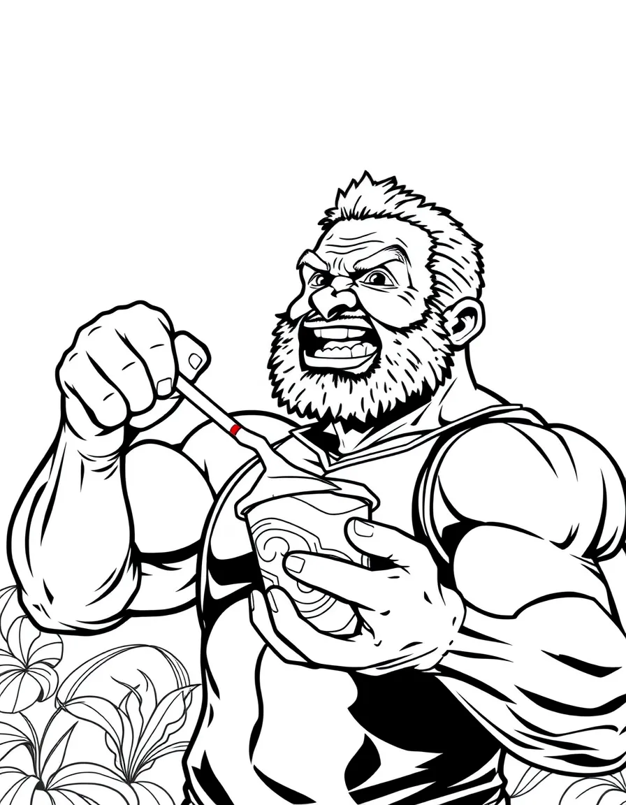 Terry Jeffords flexing his muscles while holding yogurt