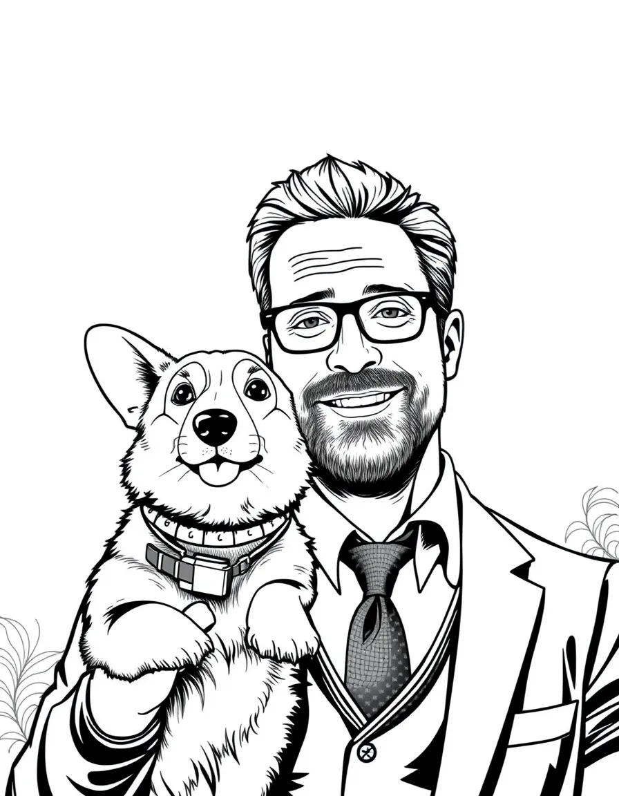 Kevin Cozner with his corgi and academic demeanor