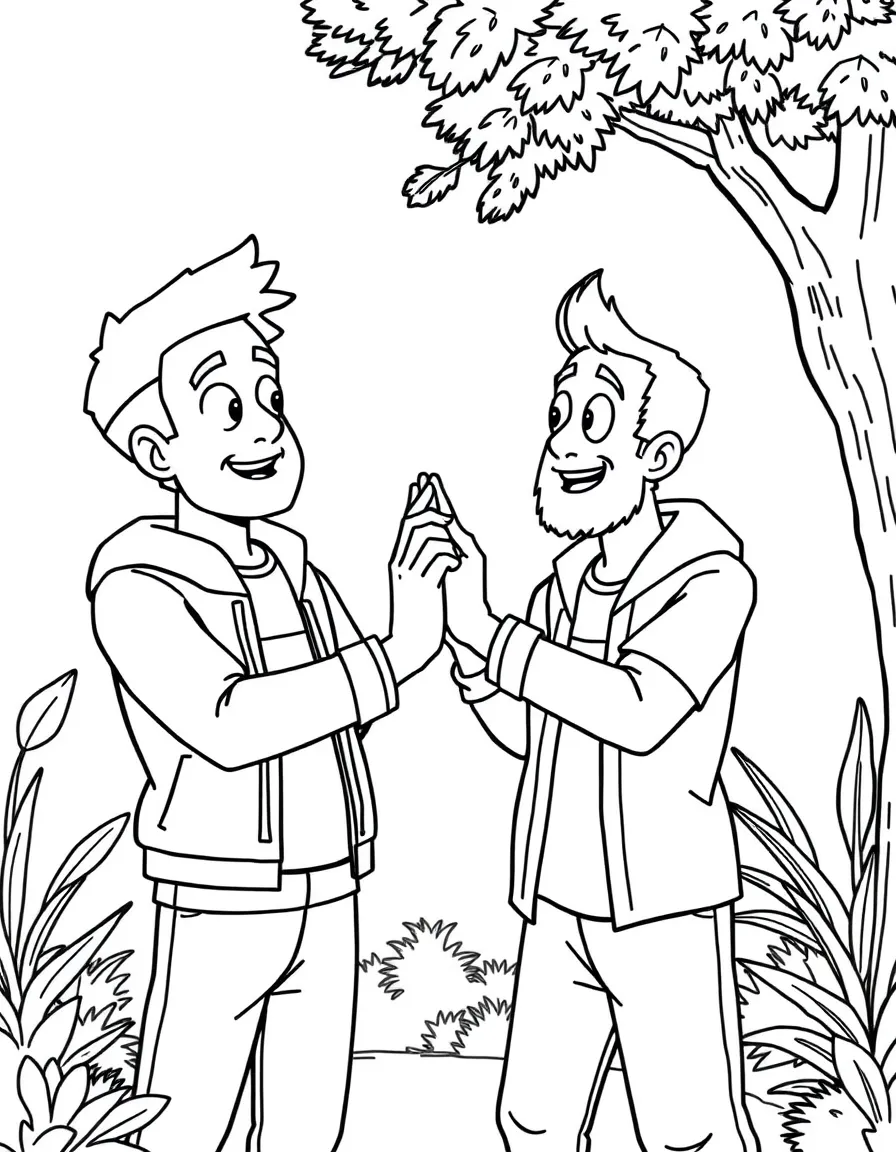 Troy and Abed doing their handshake in the morning