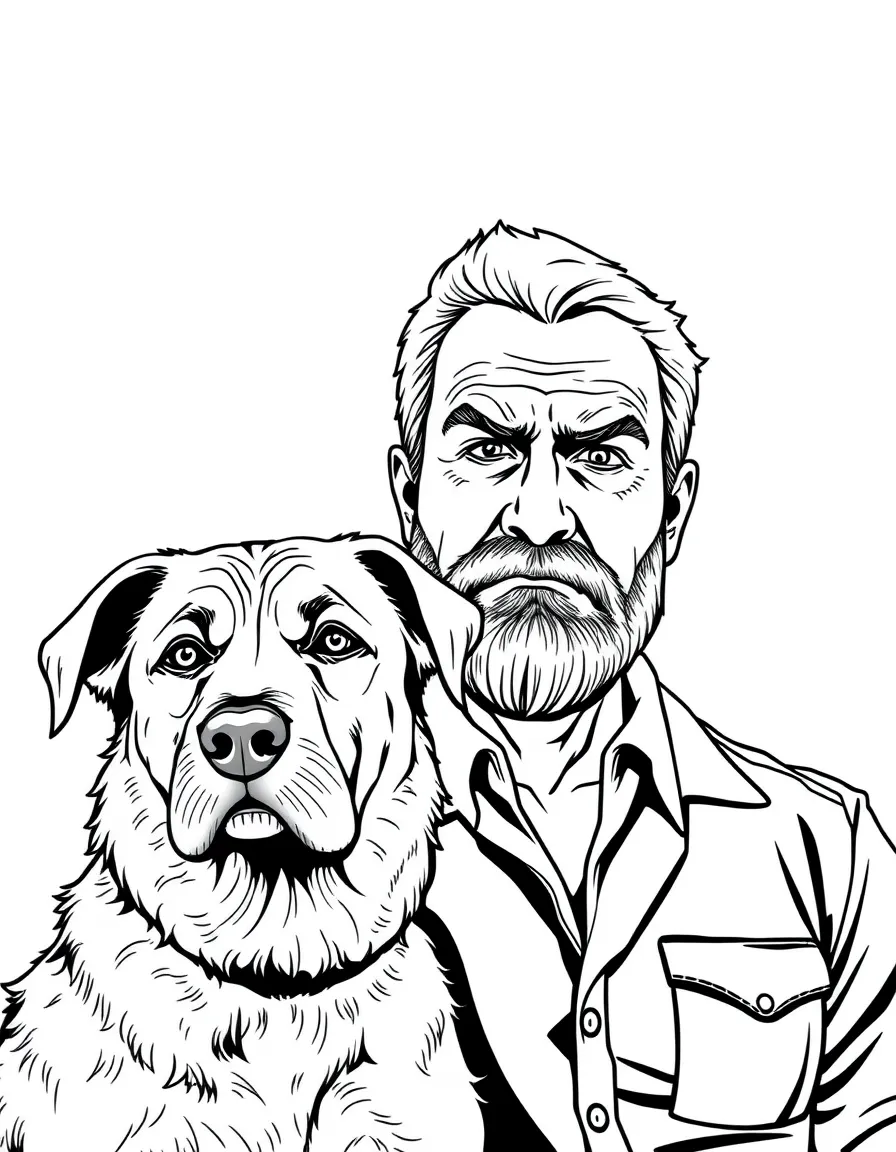 Jay Pritchett with his dog and grumpy expression