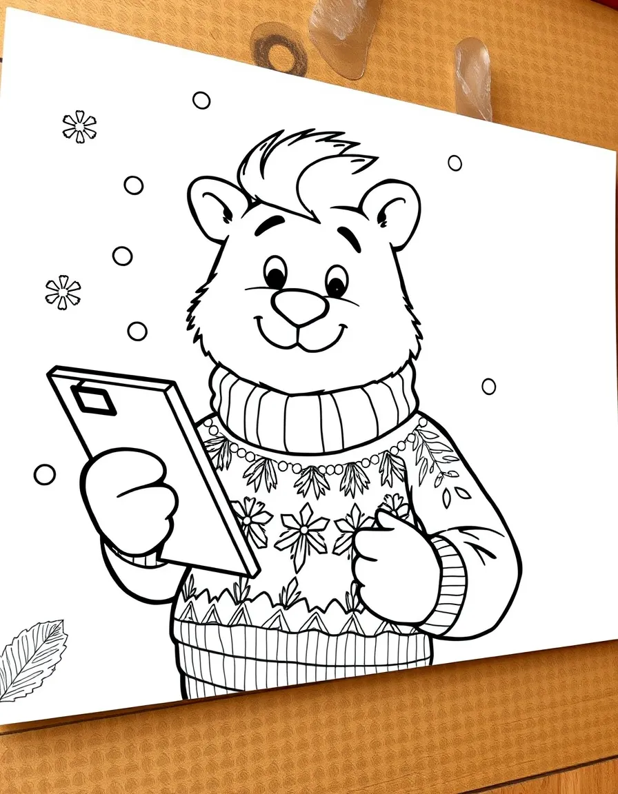 Higgins with his Christmas sweater and clipboard