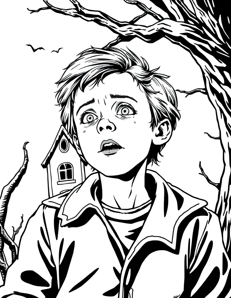 Will Byers drawing with haunted expression