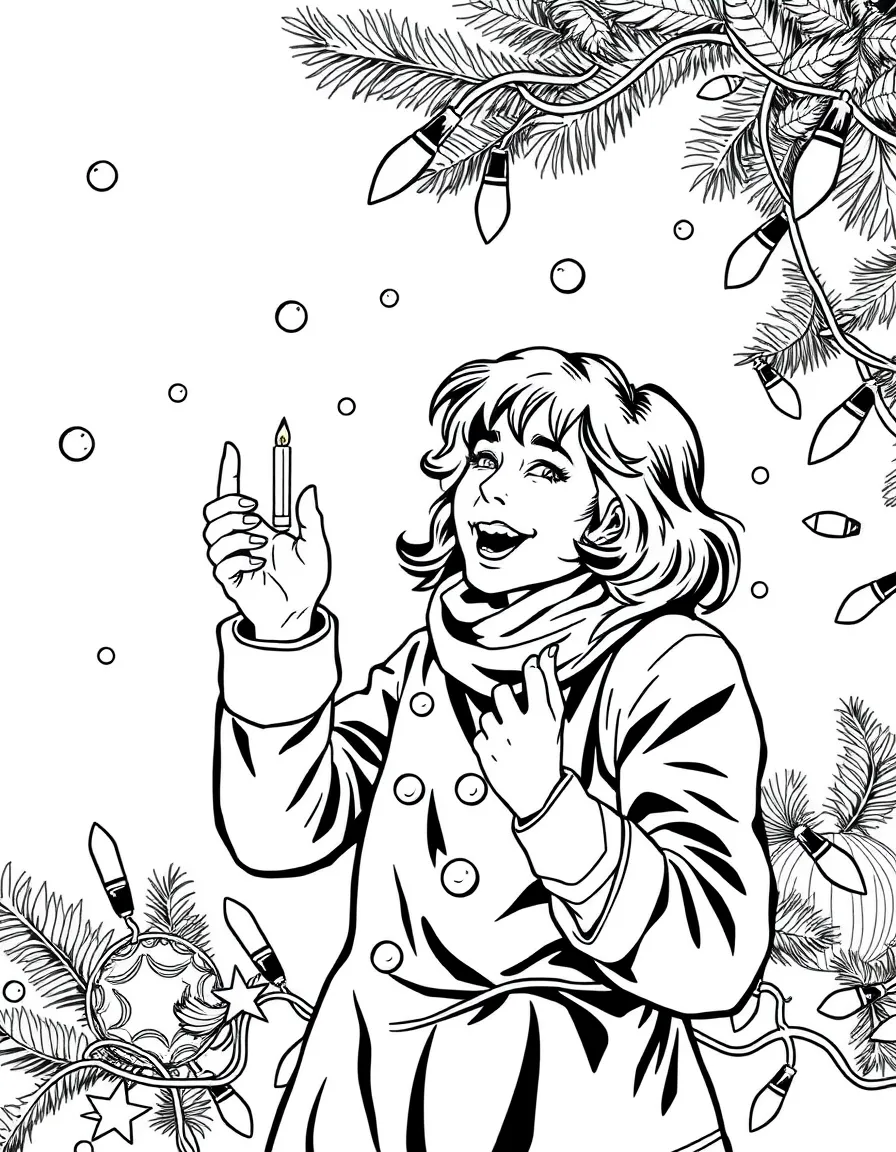 Joyce Byers with Christmas lights and frantic energy