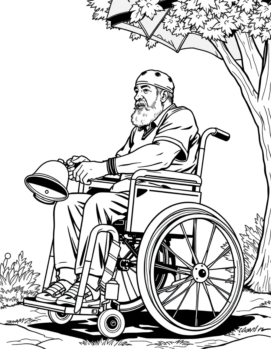 Hector Salamanca in wheelchair with his bell
