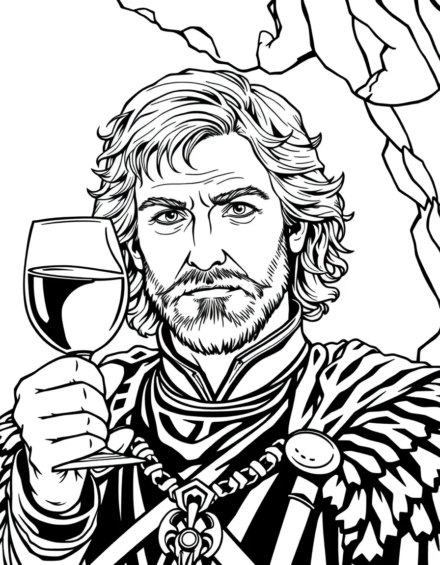 Tyrion Lannister with wine goblet and clever expression