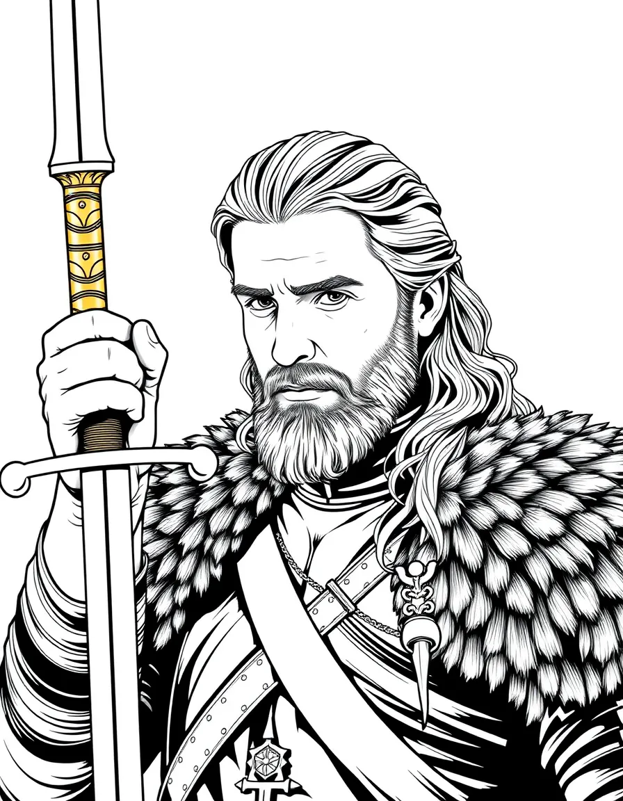 Jaime Lannister with his golden hand and sword
