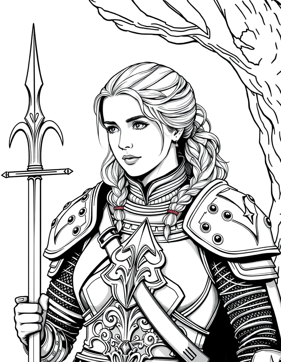 Brienne of Tarth in her armor with Oathkeeper