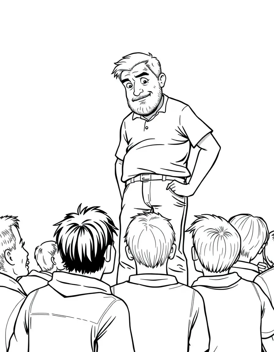 Greg Hirsch (Cousin Greg) awkwardly towering over others