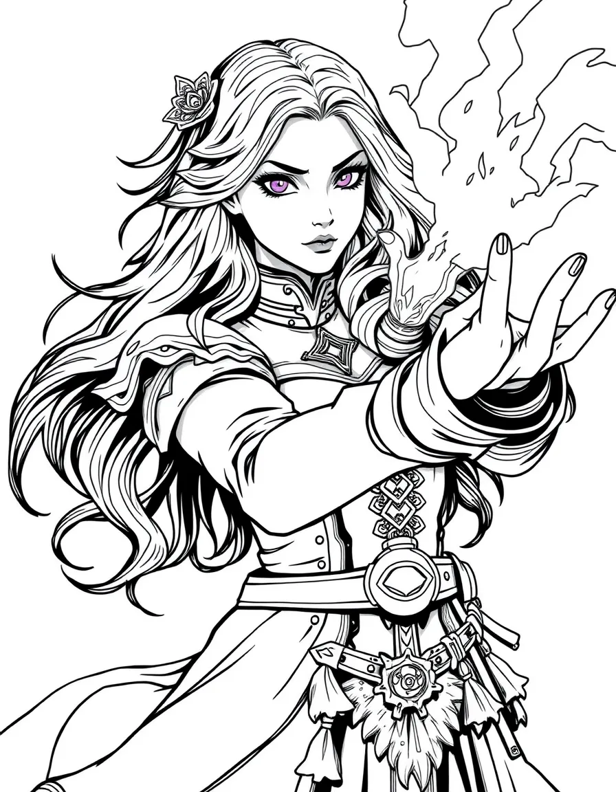 Yennefer of Vengerberg with purple eyes casting chaos magic
