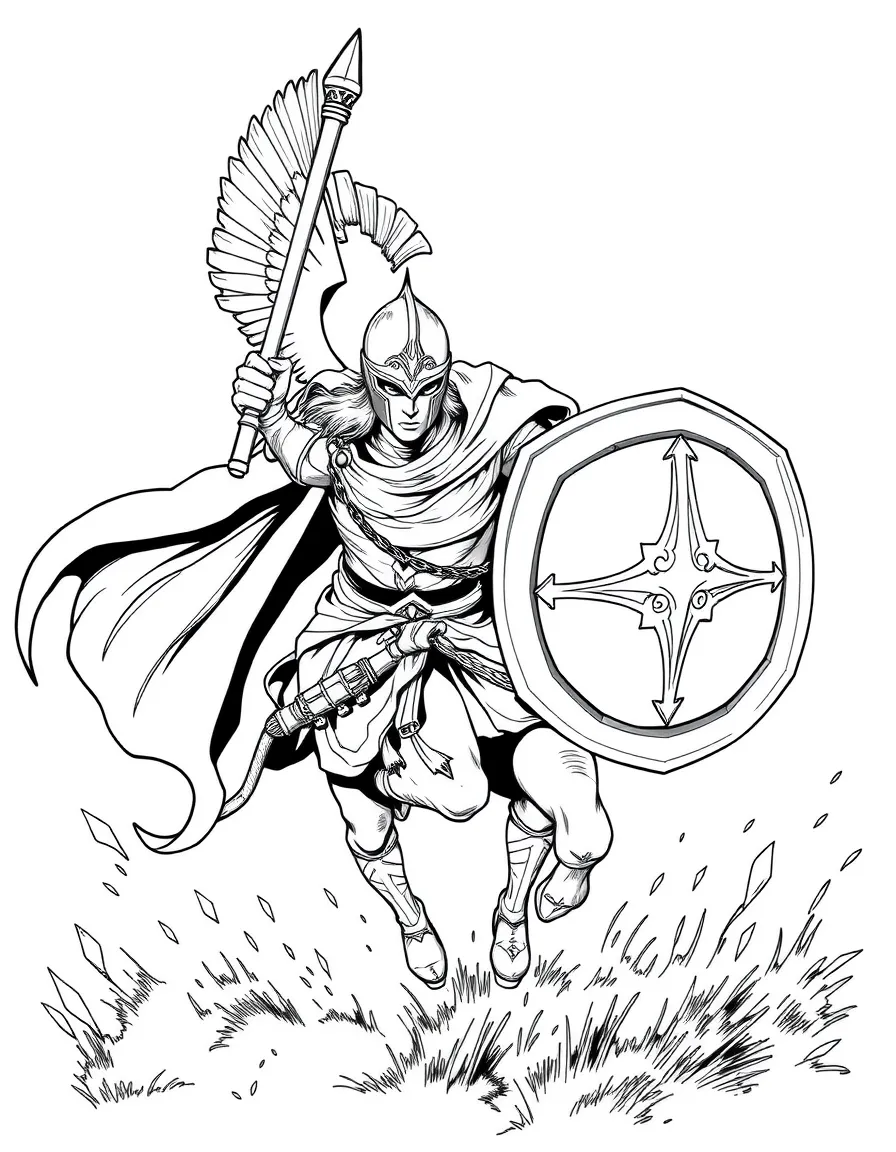 Cahir in his winged helmet pursuing Ciri