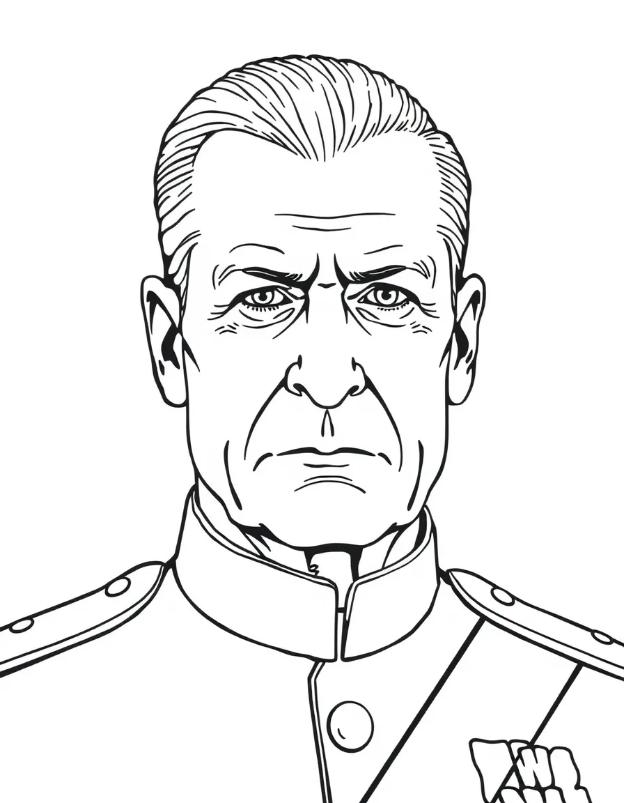 Prince Philip in his naval uniform with stern expression