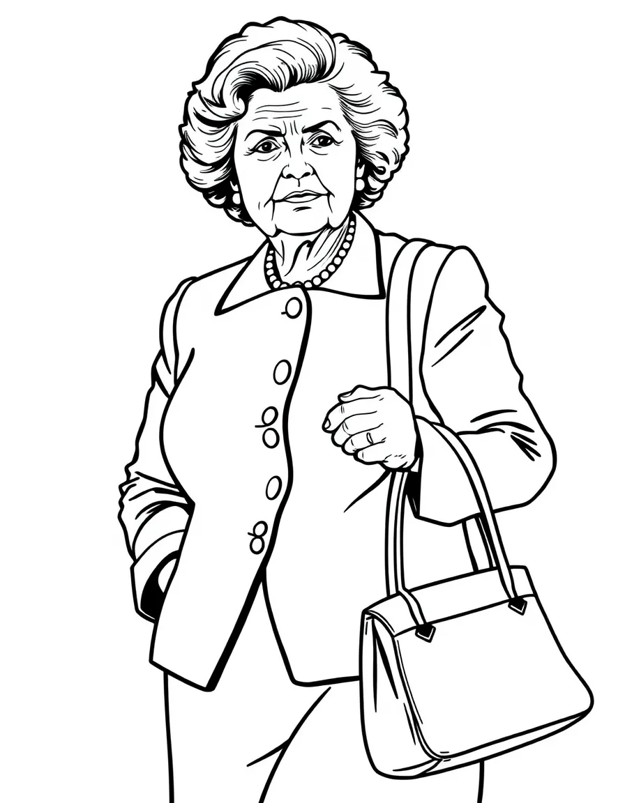 Margaret Thatcher with her handbag and determined stance