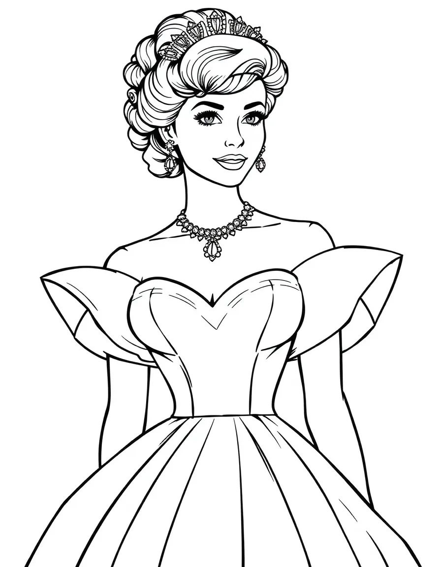 Daphne Bridgerton in her debutante gown with diamond necklace