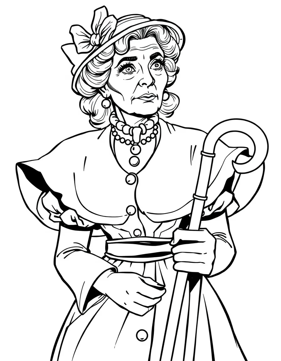 Lady Danbury with her cane and knowing expression