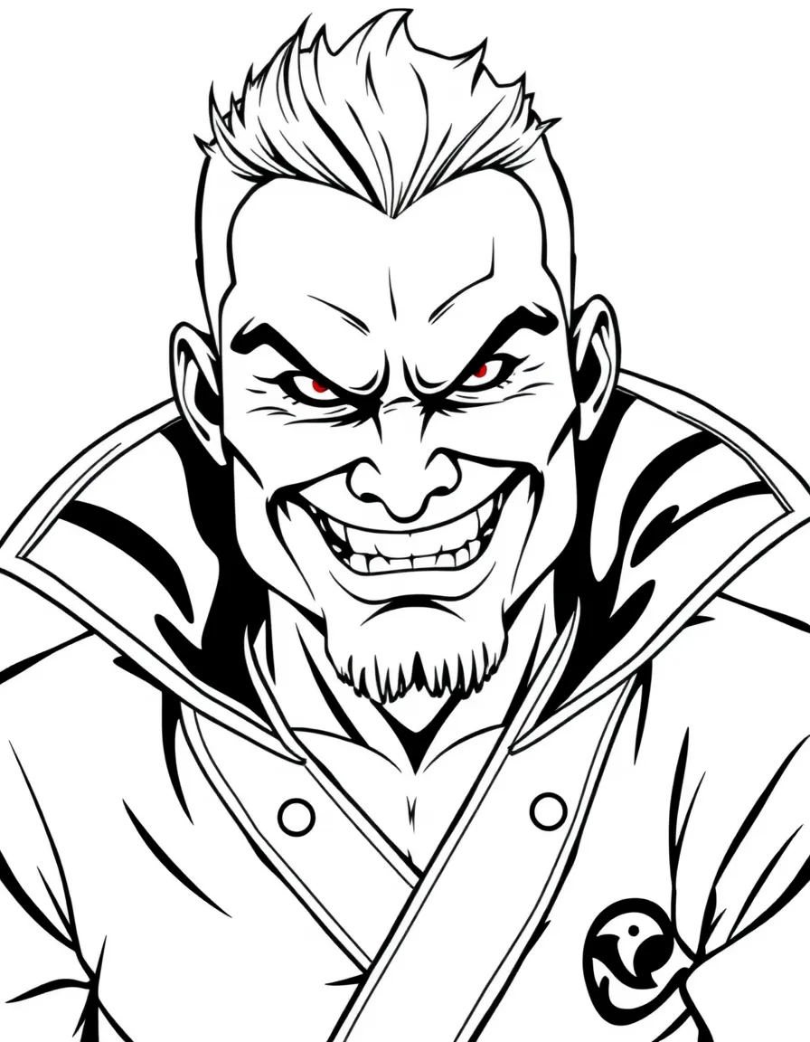 Kreese with his menacing smile and Cobra Kai gi