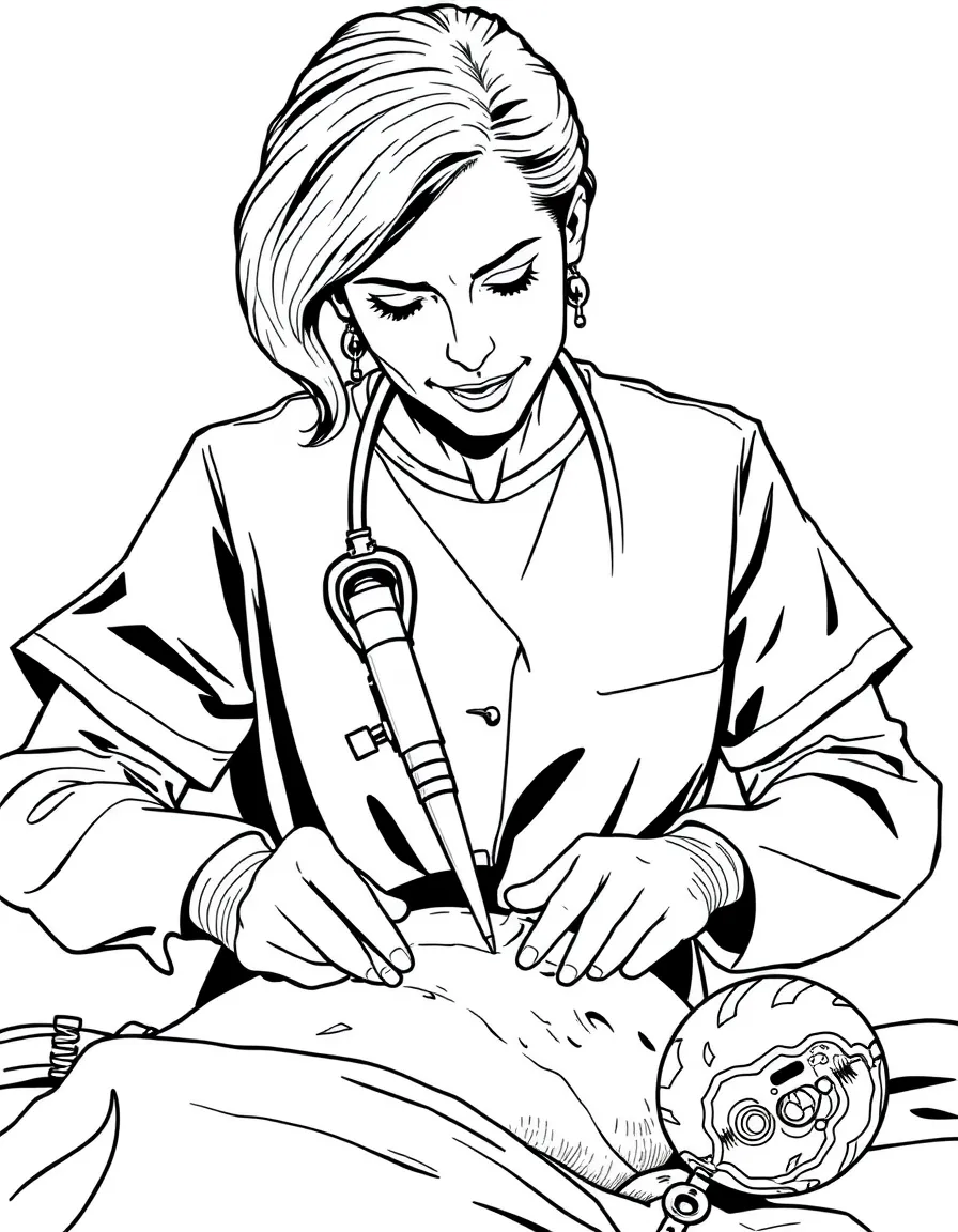 Dana Scully performing an autopsy with scientific precision