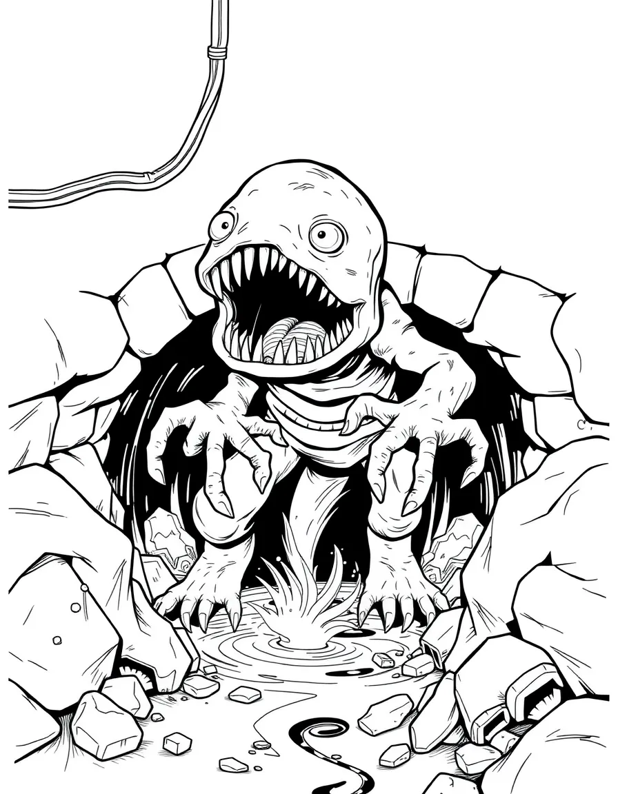 The Flukeman creature emerging from sewers