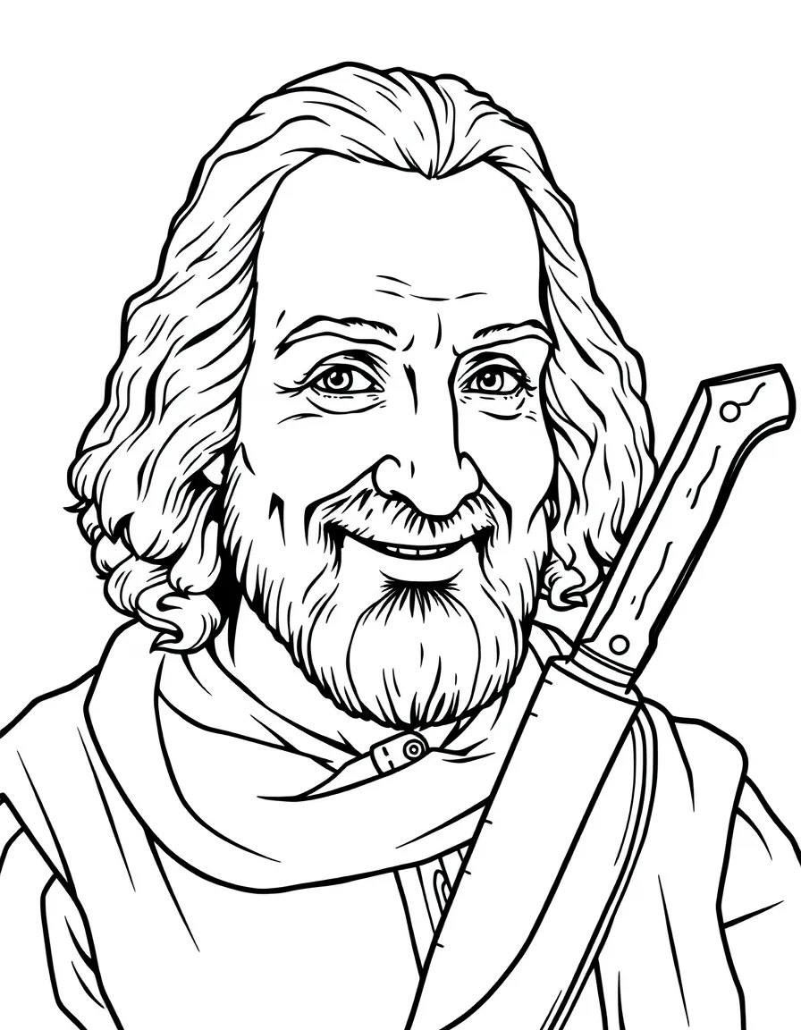 John Locke with orange peel smile and hunting knife