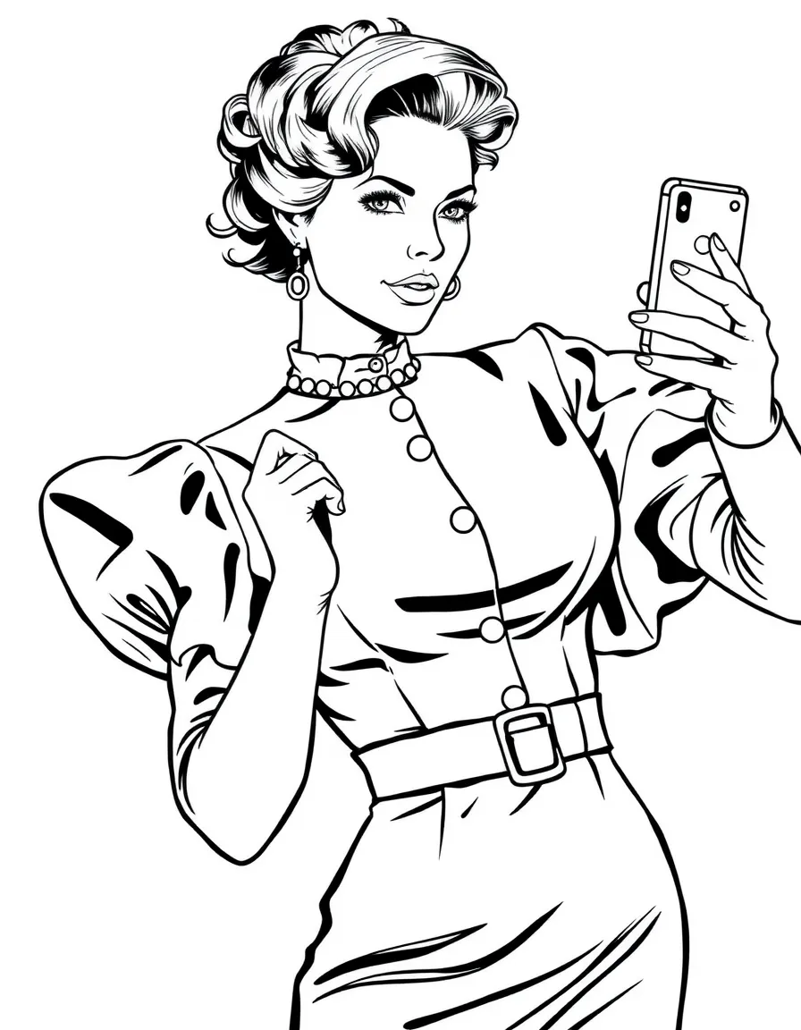 Irene Adler in her power pose with camera phone