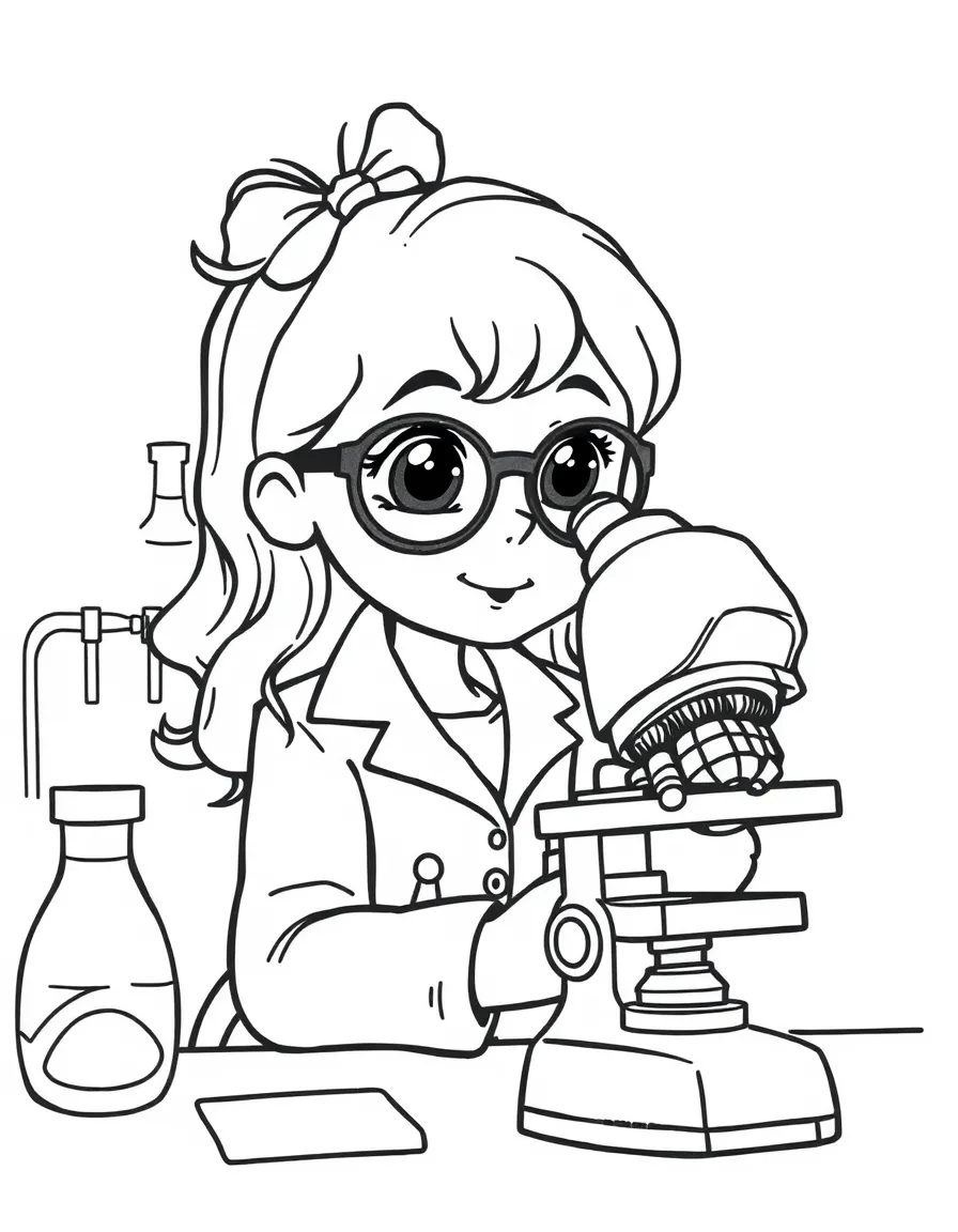 Molly Hooper in the lab with microscope
