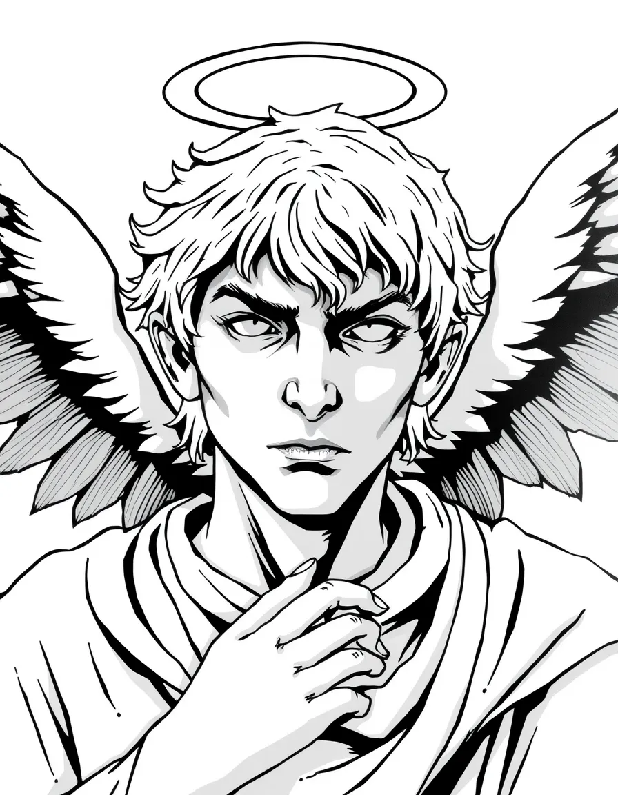 Angel brooding in shadows with his vampire face