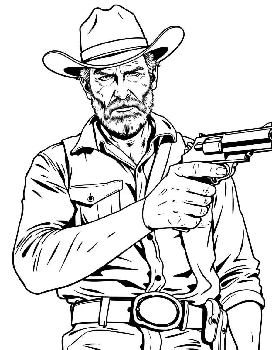 Rick Grimes with his revolver and sheriff hat