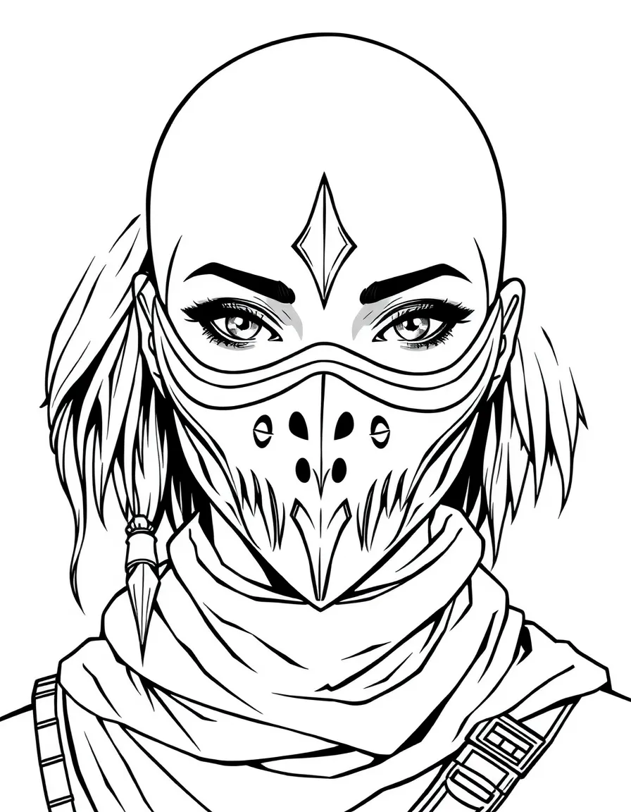 Alpha with her Whisperer mask and bald head