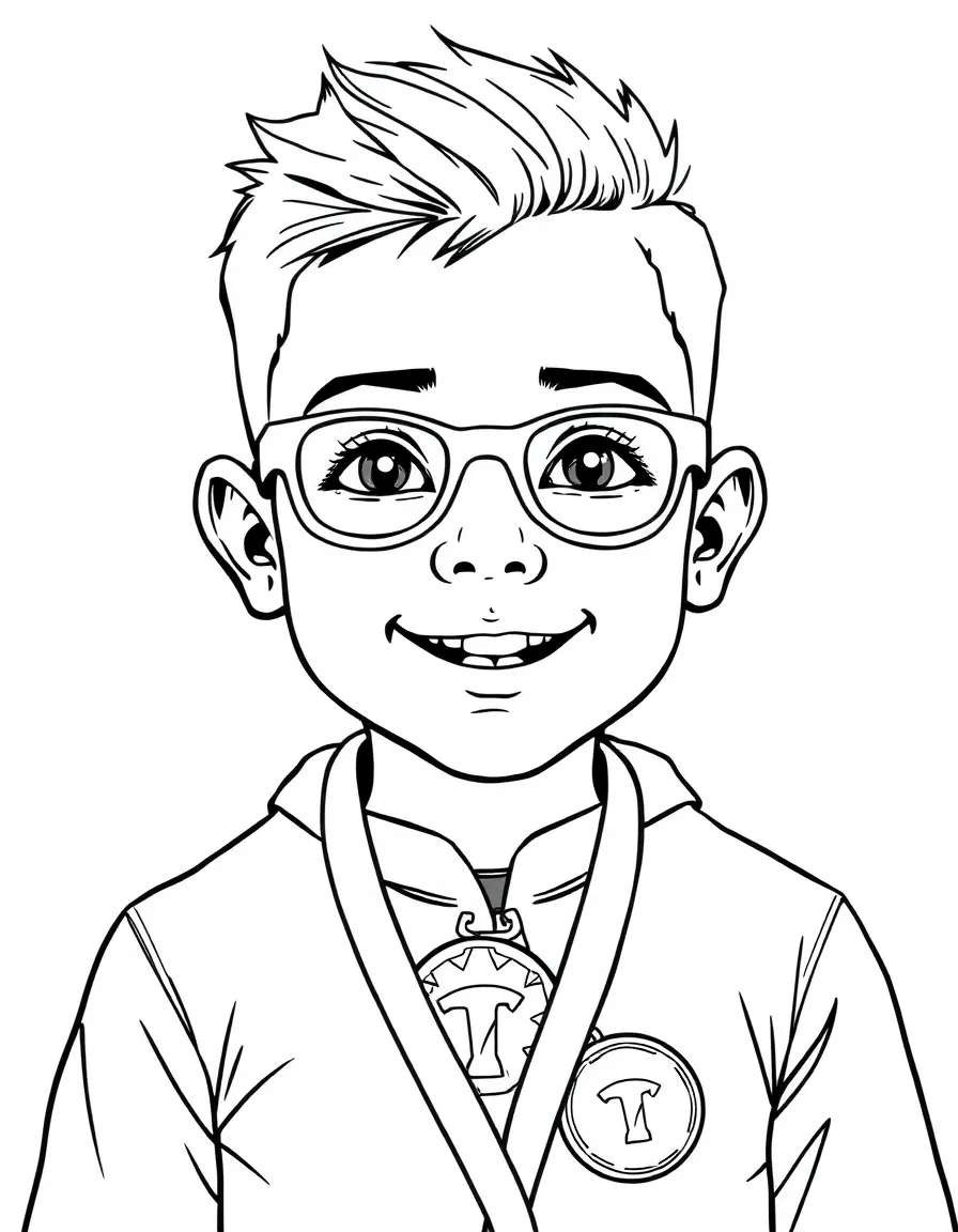 Jackson as the school's head boy with swimming medals