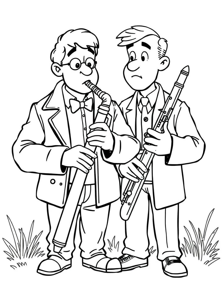 Charles with his bassoon-playing neighbor suspicions