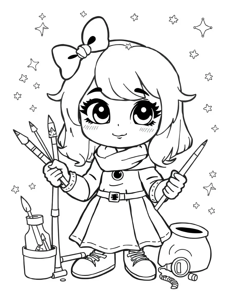 Mabel with her artistic materials and mysterious past