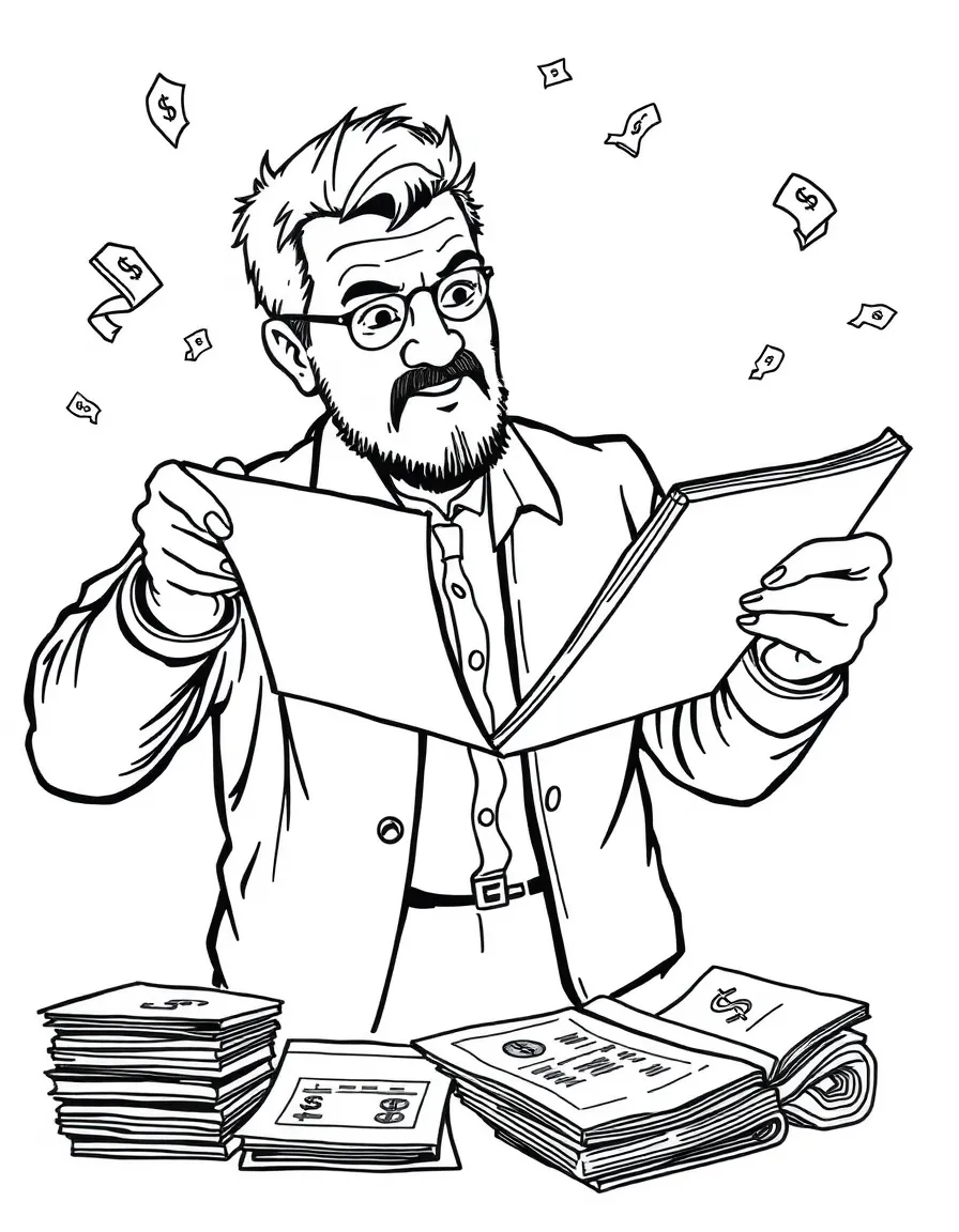 Marty Byrde with spreadsheets laundering money