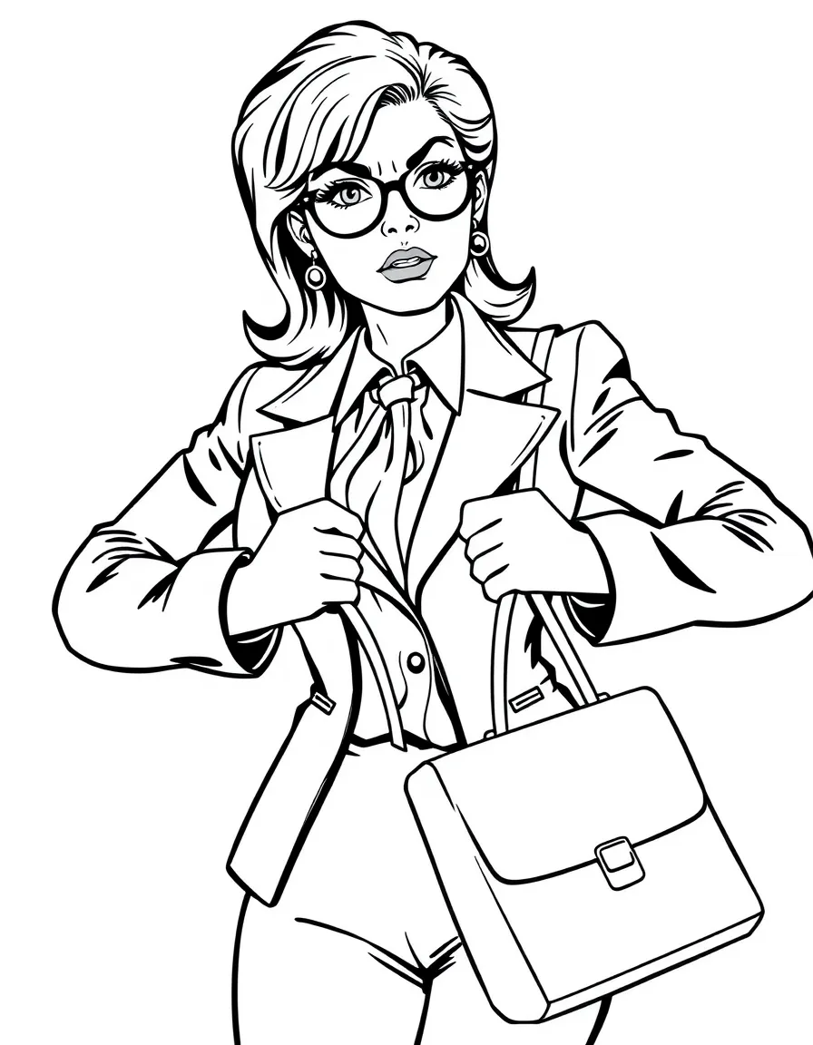 Helen Pierce with her lawyer briefcase and threatening calm