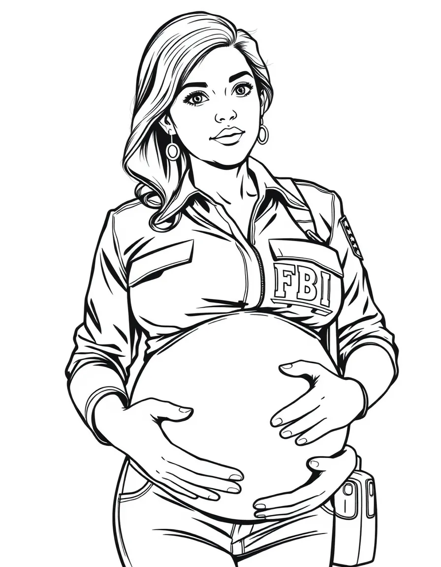Agent Maya Miller with her pregnant belly and FBI badge