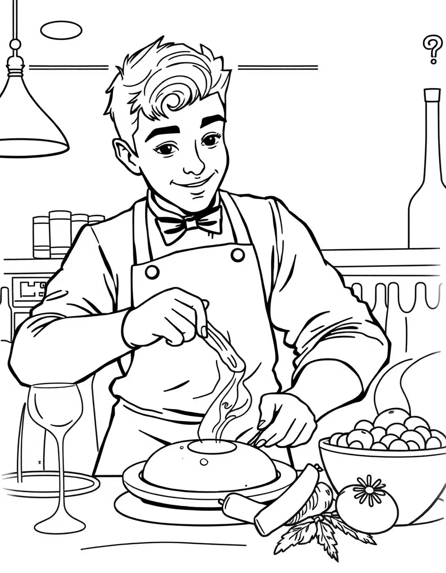Gabriel cooking in his restaurant with French charm