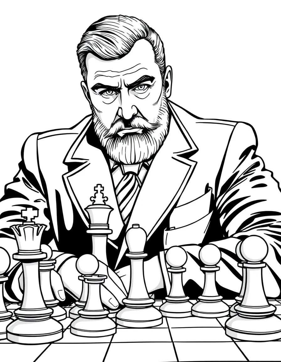 Vasily Borgov as the imposing Russian chess champion