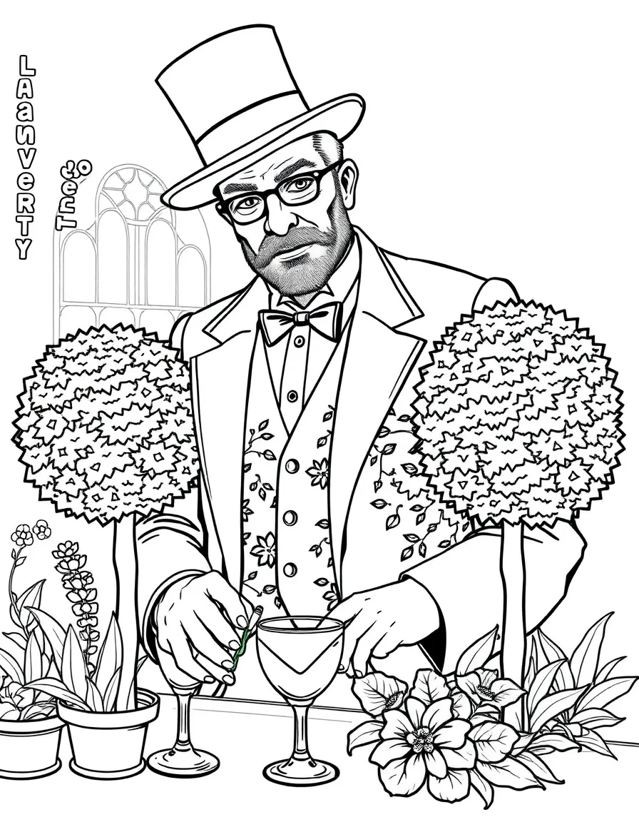 Laszlo Cravensworth with his topiary garden and "regular human bartender" disguise