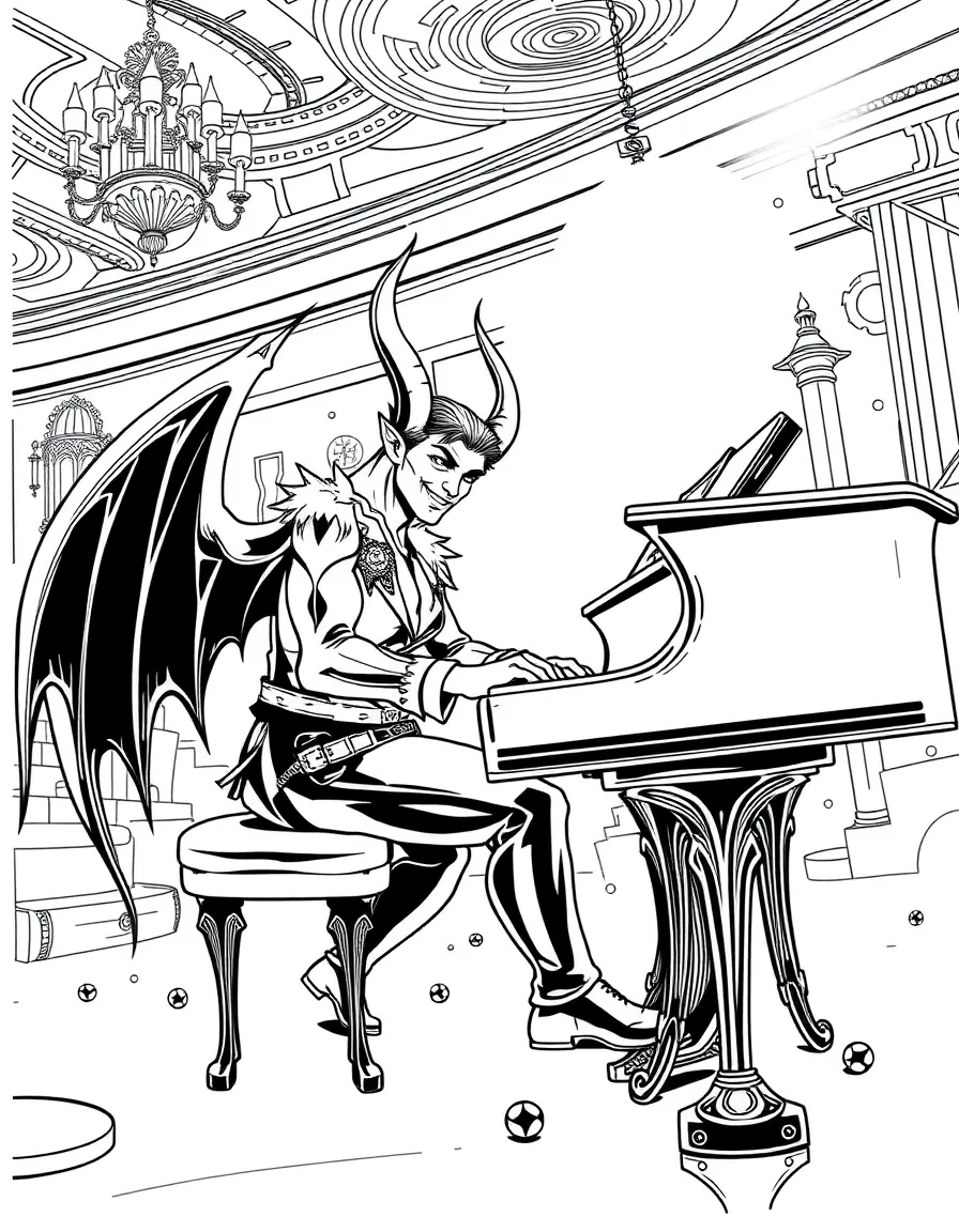 Lucifer Morningstar at his piano in Lux nightclub