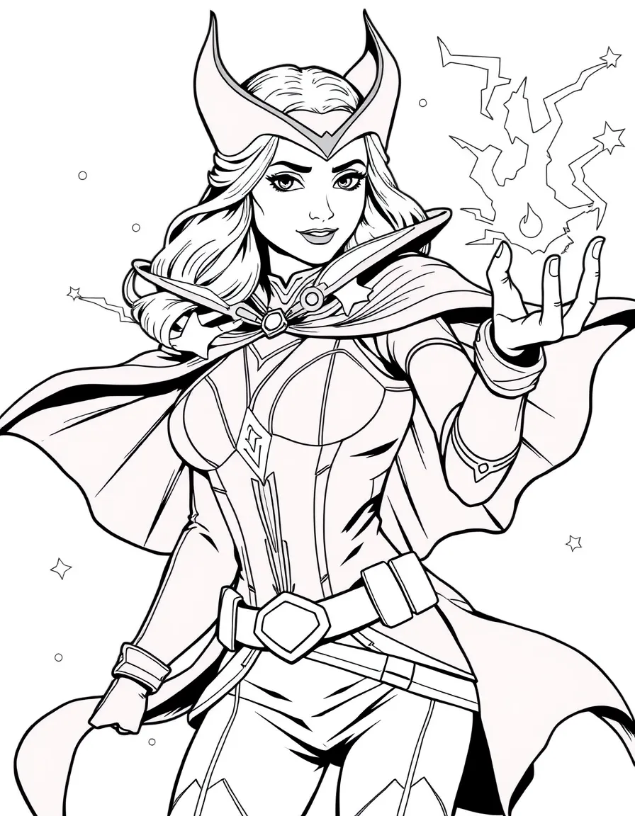 Wanda in her Scarlet Witch costume with chaos magic