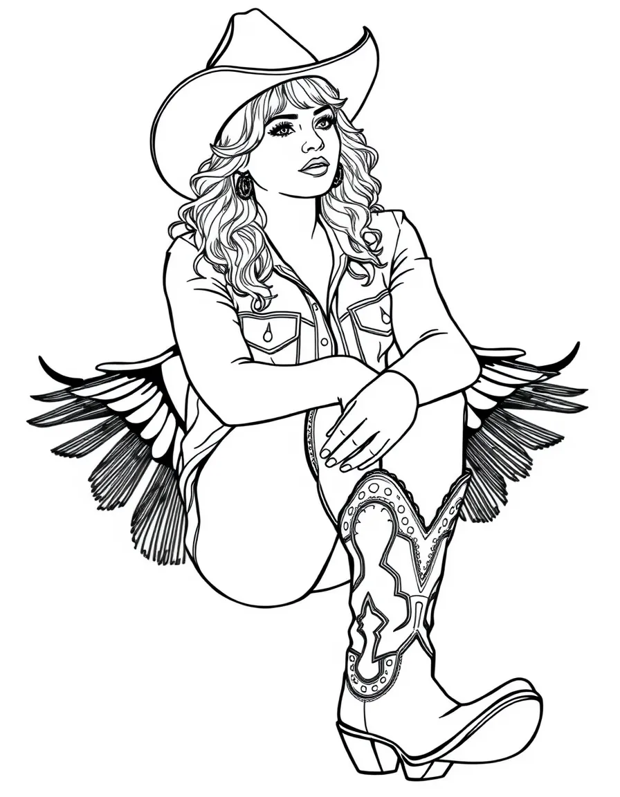 Taylor in her "Fearless" era country style with cowboy boots