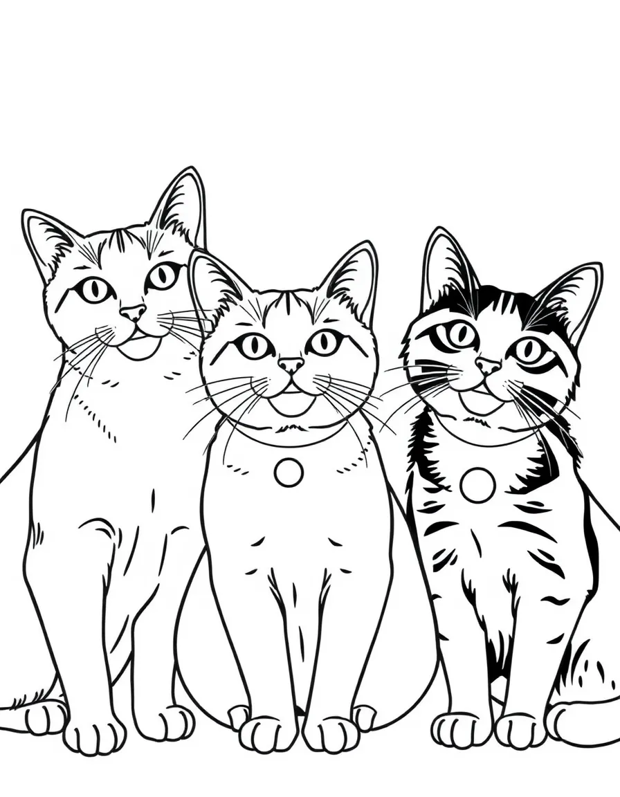 Cat portraits of Taylor's pets: Meredith, Olivia, and Benjamin Button