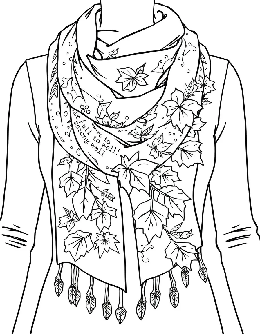 Scarf with autumn leaves and lyrical details from "All Too Well"