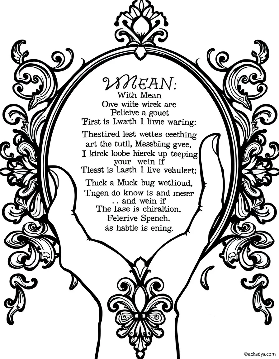 Ornate hand mirror reflecting lyrics from "Mean"